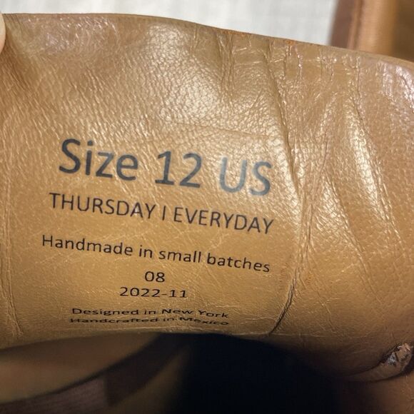 Thursday Everyday Handmade Shoes Mens 12 Brown Leather Lace Up Casual Luxury F - Picture 7 of 10